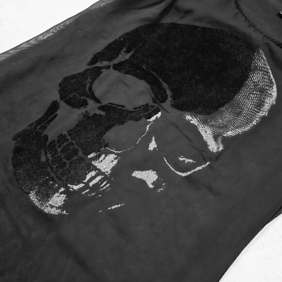 Retro Doll Skull Tank Dress ✦ S Black High-Low Hem ✦ Sheer Overlay NWOT - Picture 6 of 16